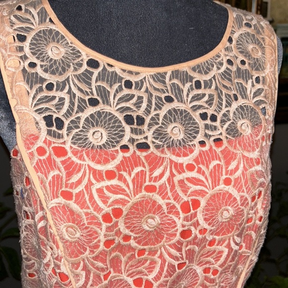 Jessica Simpson tailored sheath lace over bright tangerine - Picture 2 of 5